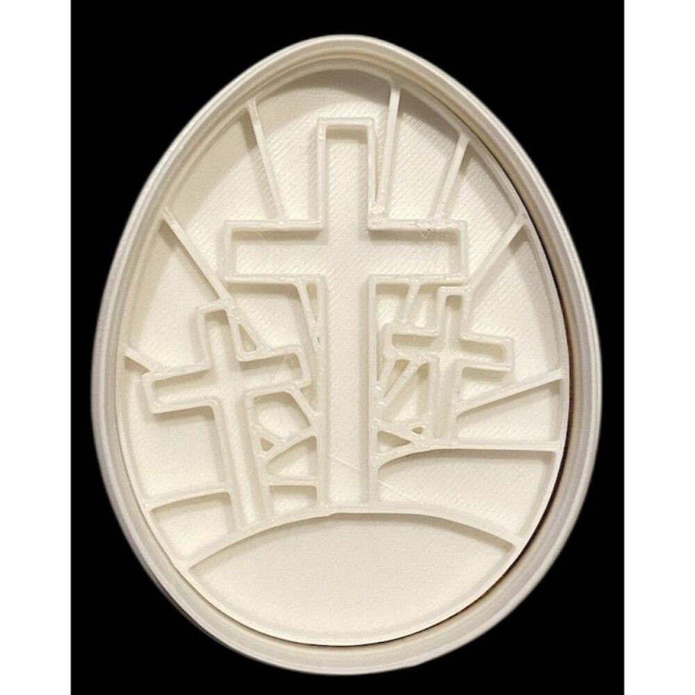 3D Printed Cookie Cutter - 3.5" Easter Egg w/Cross #1014 - Picture 2 of 2
